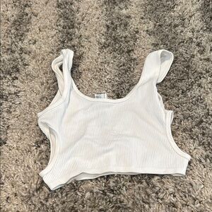 Zara White Sleeveless Fitted Crop Tank Top